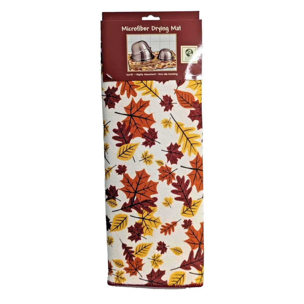 Fall Leaves Microfiber Dish Drying Mat 16 X 28-Inch Echo Friendly Dot Backing